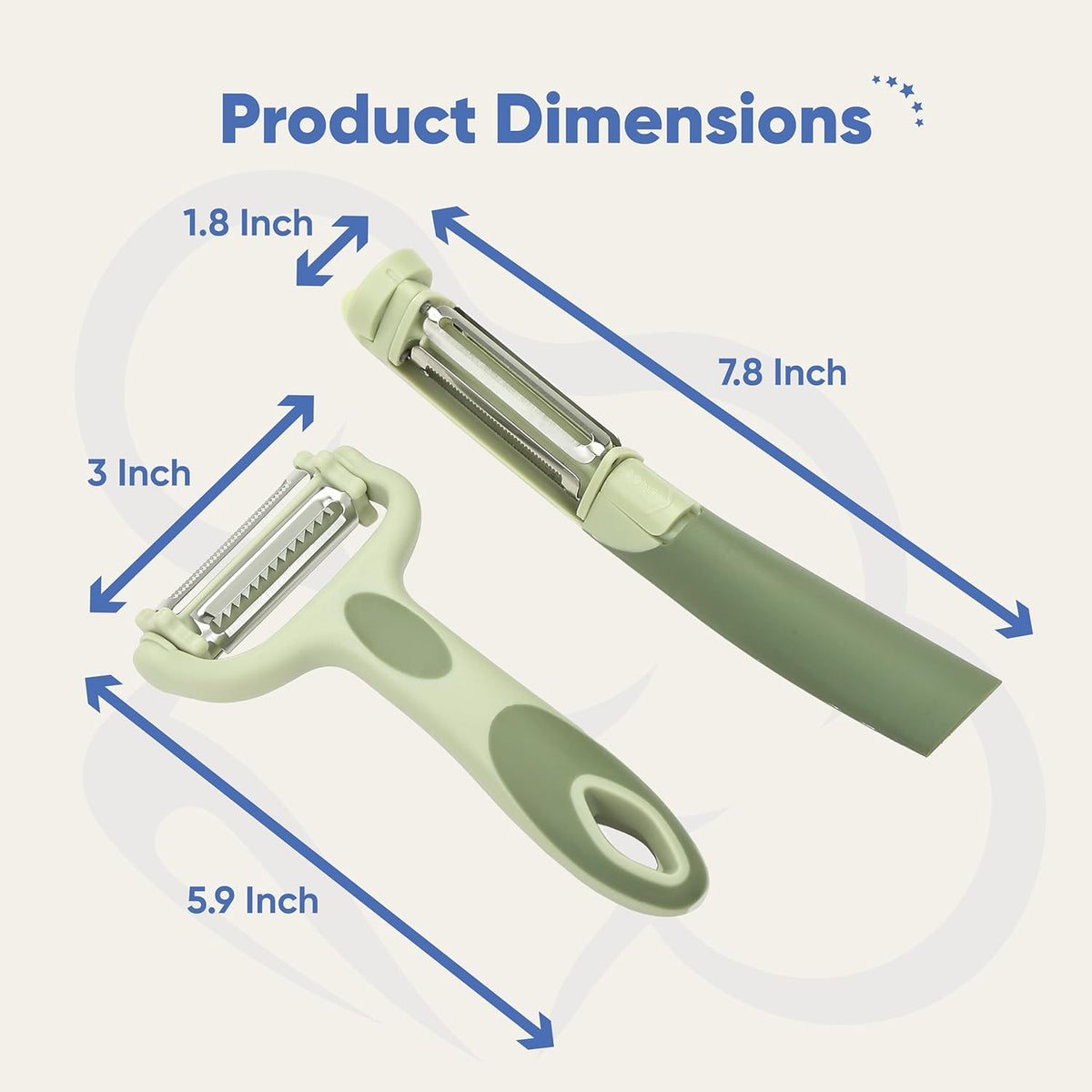 Tri-Blade Side Peeler – Stainless Steel Blade Fruit Peelers for Kitchen – Vegetable Slicer Kitchen Tool, Serrated, Julienne Peeler and Blemish Remover