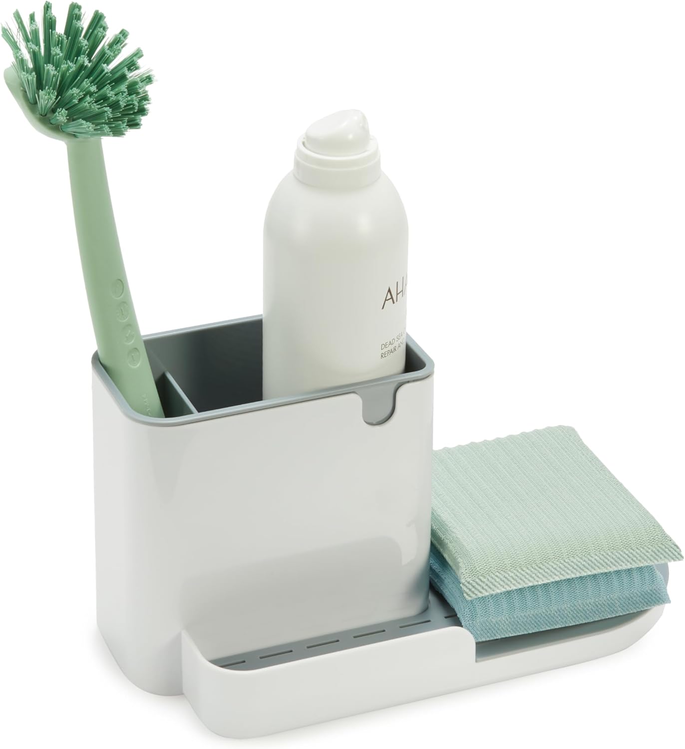 Kitchen Sink Caddy Organizer for Sponge and Brush Storage, Large, White