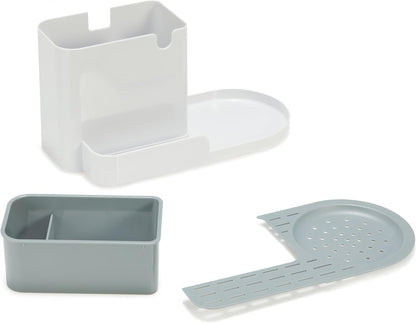 Kitchen Sink Caddy Organizer for Sponge and Brush Storage, Large, White