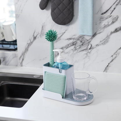 Kitchen Sink Caddy Organizer for Sponge and Brush Storage, Large, White