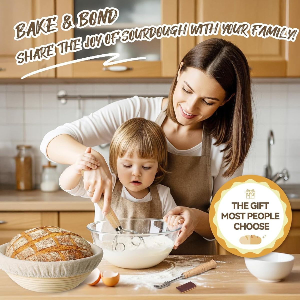 9" & 10" Banneton Bread Proofing Basket Set, Round Banneton Basket for Sourdough Baking, Baking Supplies with Linen Liner, Bread Lame & Dough Whisk, Sourdough Proofing Tools