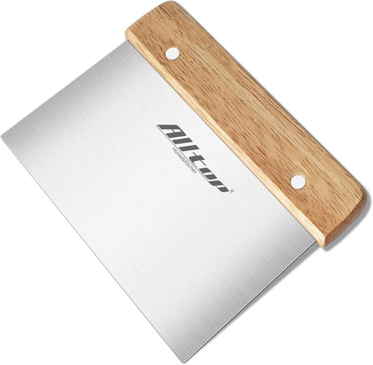 Dough Cutter – Premium Stainless Steel Food Scraper for Bread and Pastry – Bench Scraper with Ergonomic Wooden Handle – Multipurpose Kitchen Tool
