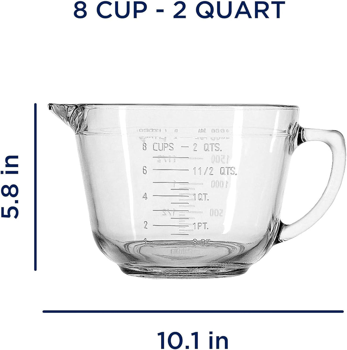 Batter Bowl, 2 Quart Glass Mixing Bowl