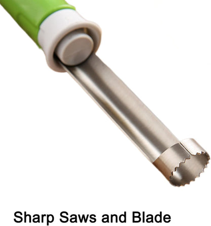 2 in 1 Apple Core Remover and Peeler, Stainless Steel Fruit Corer for Cored Apples, Pears, Bell Pepper and Pineapples, Easy to Use (Red)