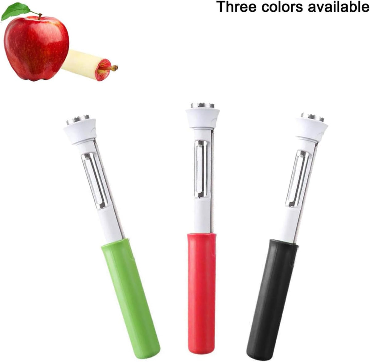 2 in 1 Apple Core Remover and Peeler, Stainless Steel Fruit Corer for Cored Apples, Pears, Bell Pepper and Pineapples, Easy to Use (Red)