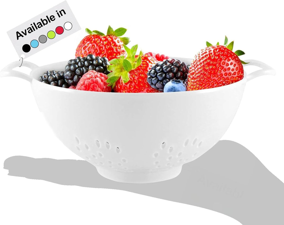 6-Inch Small Colander, 3-Cup Food Strainer, Smooth White