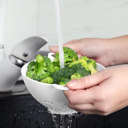 6-Inch Small Colander, 3-Cup Food Strainer, Smooth White