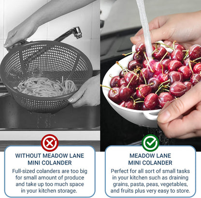 6-Inch Small Colander, 3-Cup Food Strainer, Smooth White