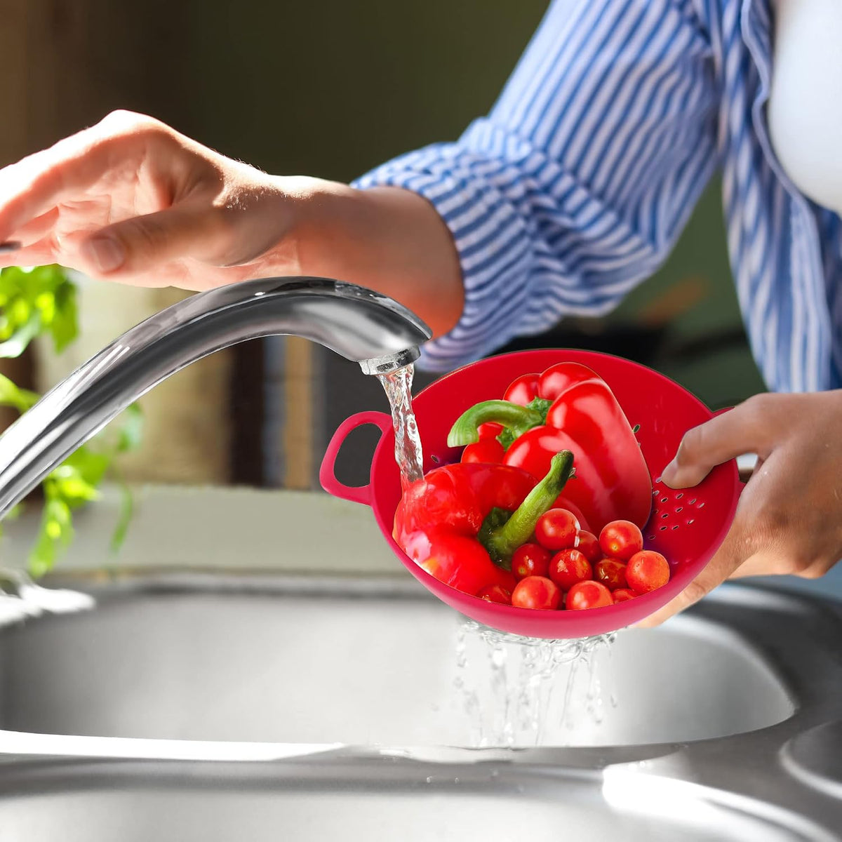 6-Inch Small Colander, 3-Cup Food Strainer, Smooth White