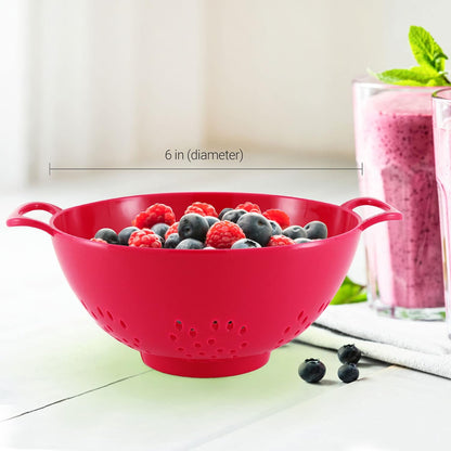 6-Inch Small Colander, 3-Cup Food Strainer, Smooth White