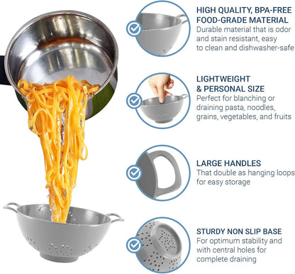 6-Inch Small Colander, 3-Cup Food Strainer, Smooth White