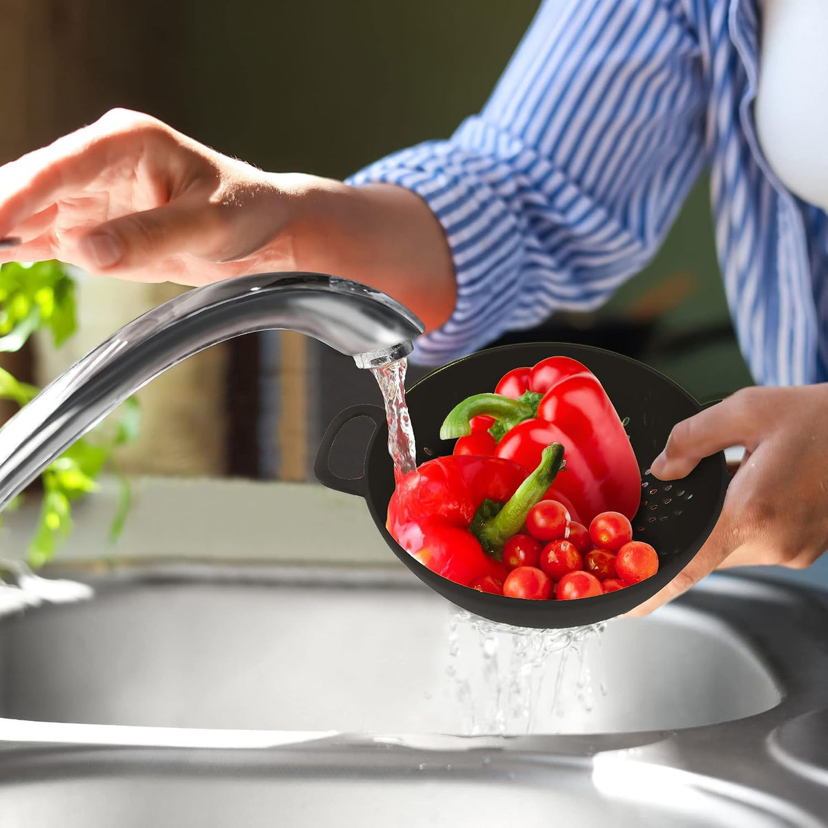 6-Inch Small Colander, 3-Cup Food Strainer, Smooth White
