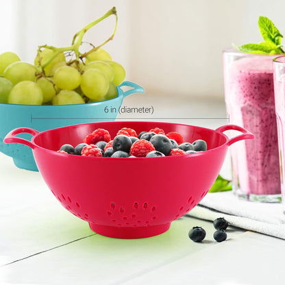 6-Inch Small Colander, 3-Cup Food Strainer, Smooth White