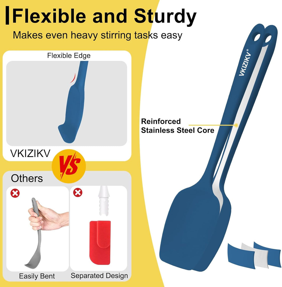 Silicone Spatula Set, 11.4 in, 600°F Heat Resistant (Blue)