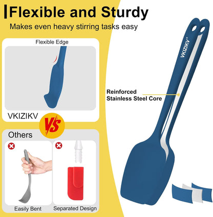 Silicone Spatula Set, 11.4 in, 600°F Heat Resistant (Blue)