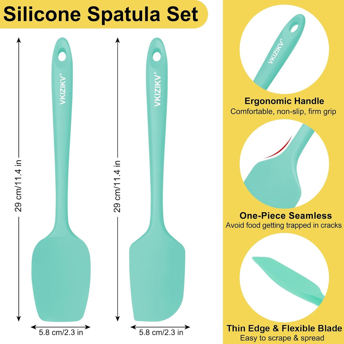 Silicone Spatula Set, 11.4 in, 600°F Heat Resistant (Blue)