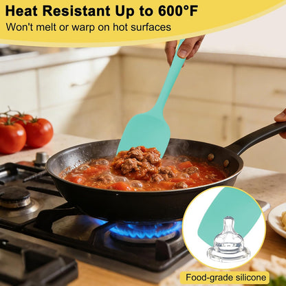 Silicone Spatula Set, 11.4 in, 600°F Heat Resistant (Blue)