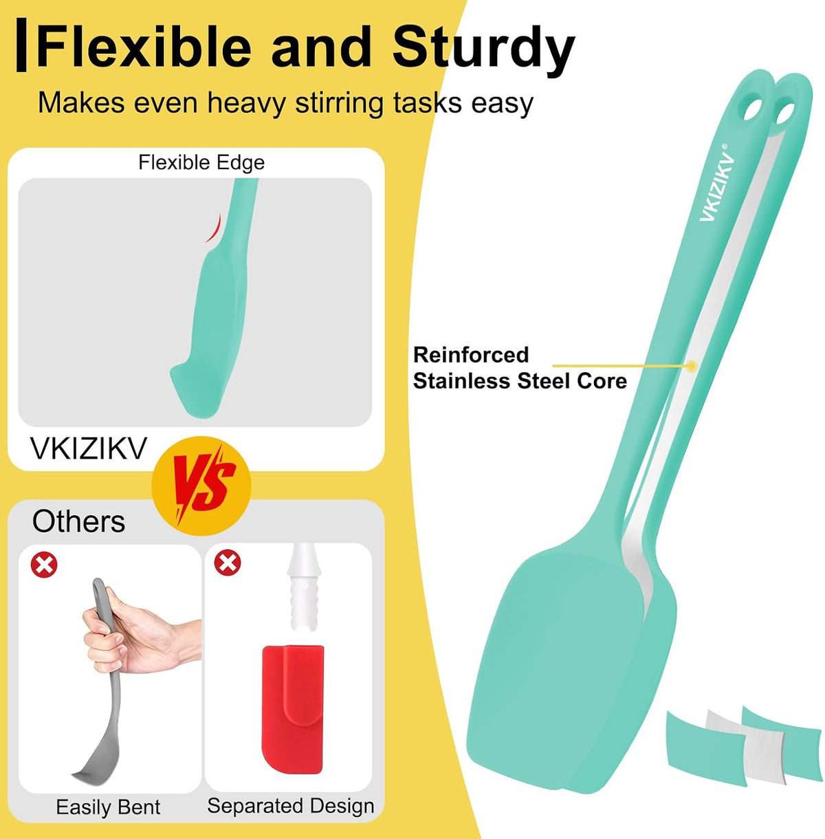 Silicone Spatula Set, 11.4 in, 600°F Heat Resistant (Blue)