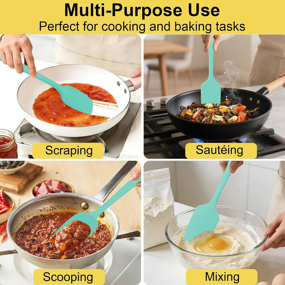 Silicone Spatula Set, 11.4 in, 600°F Heat Resistant (Blue)