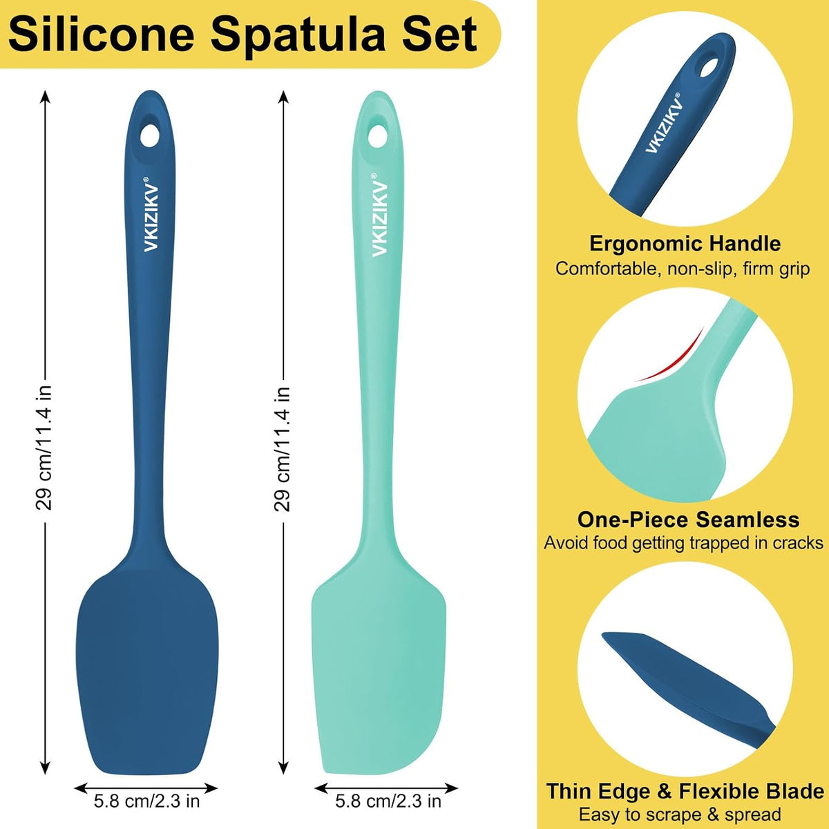 Silicone Spatula Set, 11.4 in, 600°F Heat Resistant (Blue)