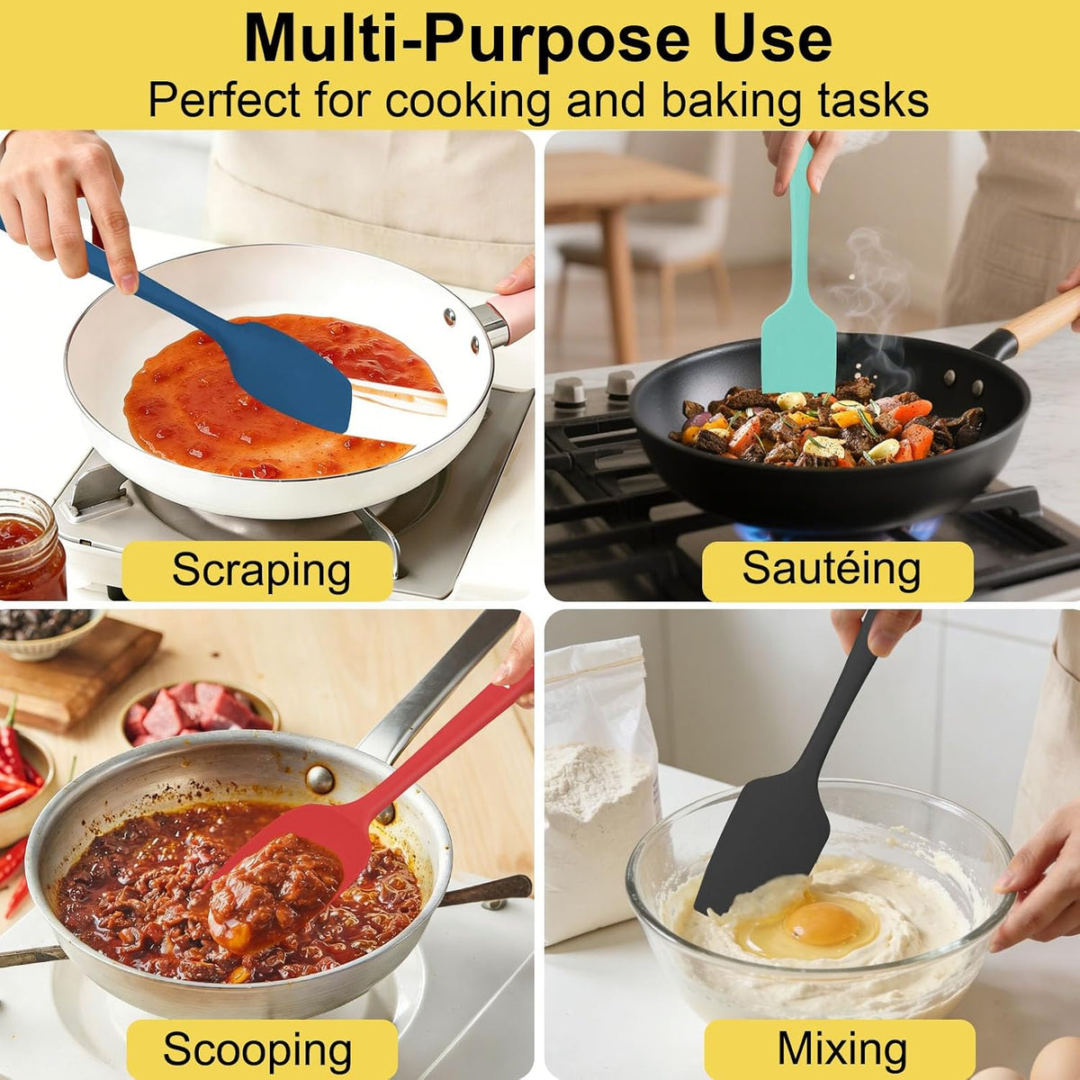 Silicone Spatula Set, 11.4 in, 600°F Heat Resistant (Blue)