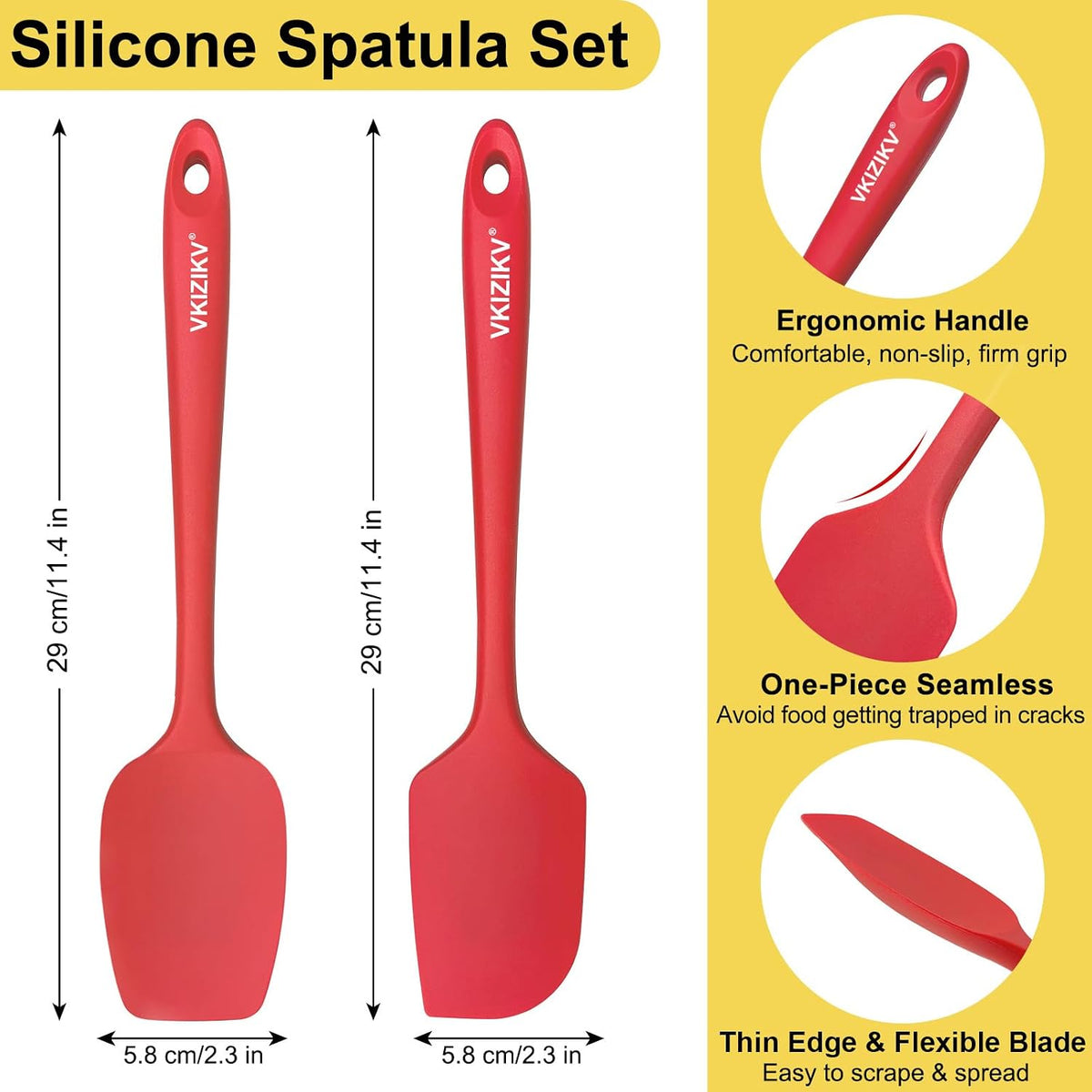Silicone Spatula Set, 11.4 in, 600°F Heat Resistant (Blue)