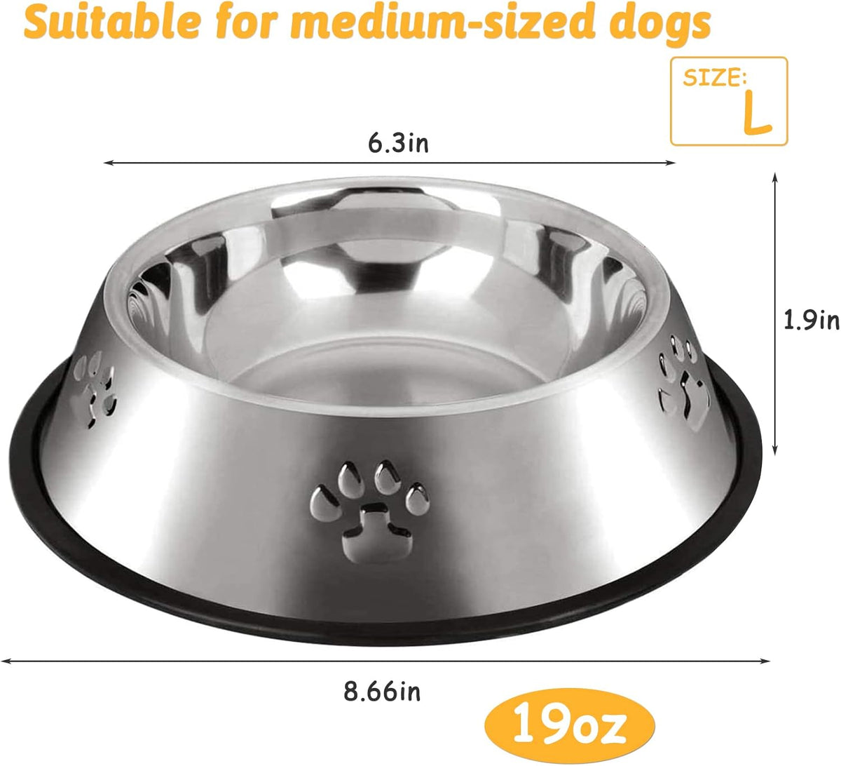 Stainless Steel Dog Cat Bowl with Rubber Base 4 Pack Pet Feeder and Water Bowls Stackable Non-Slip Puppy Dishes for Small Medium Animals Kitten Rabbit