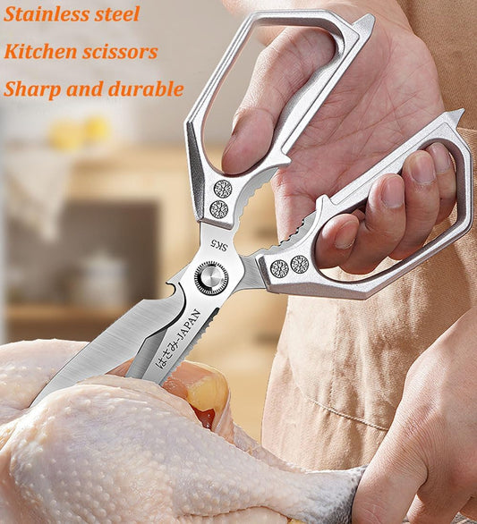 Kitchen Scissor, Heavy Duty Stainless Steel Kitchen Shears Scissor for Food, Sharp Cooking Scissors for Meat Chicken Fish Nut Vegetable Herb, Bottle Opener (Sliver)