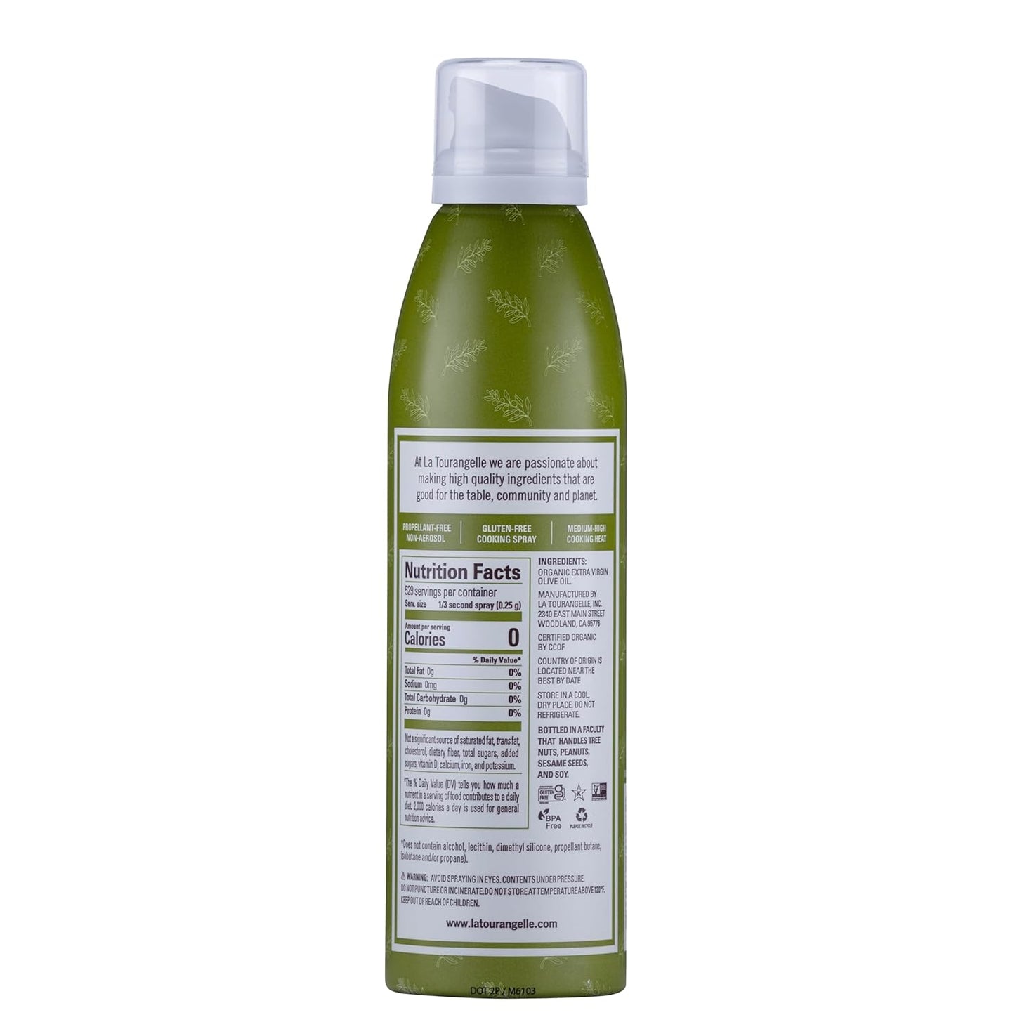 Organic Extra Virgin Olive Oil Spray, Cold-Pressed, 5 fl oz | EVOO from Spain, Kosher, With Polyphenols, Non Aerosol, Non-GMO, Chemical Free, Propellant Free, Gluten Free