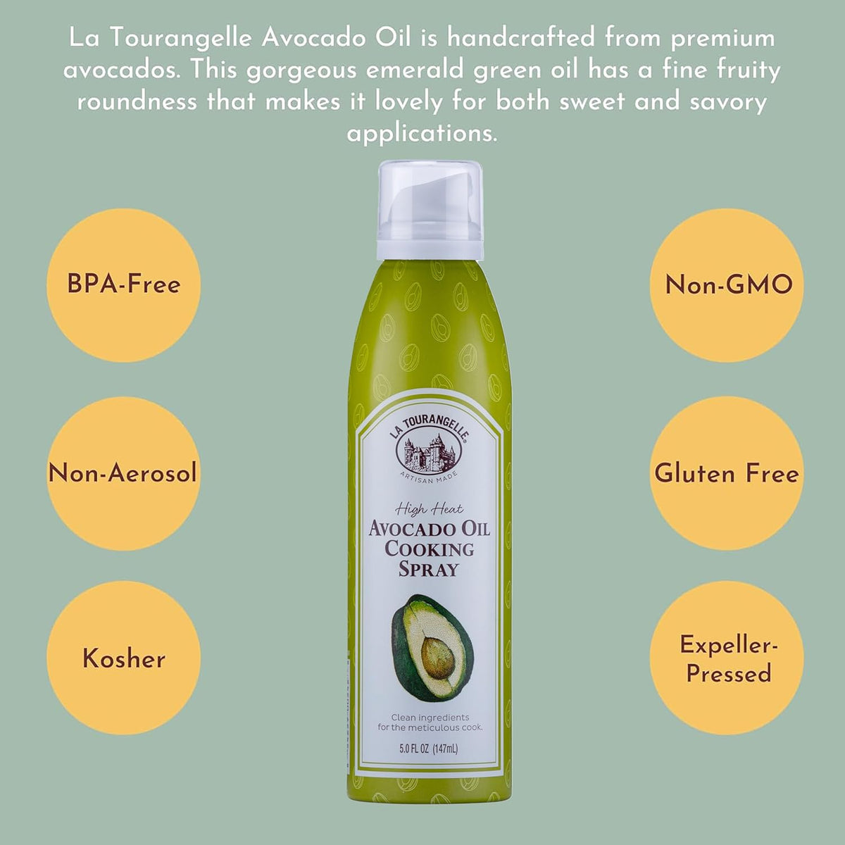 Organic Extra Virgin Olive Oil Spray, Cold-Pressed, 5 fl oz | EVOO from Spain, Kosher, With Polyphenols, Non Aerosol, Non-GMO, Chemical Free, Propellant Free, Gluten Free
