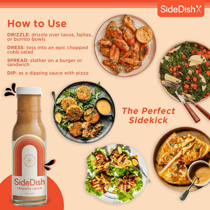 Chipotle Ranch Dressing - Seed Oil, Dairy & Gluten Free Salad Dressing w/Avocado Oil - Refined Sugar Free, Low Sodium Healthy Ranch Sauce - Paleo Dressing for Sauces, Dips & More - 8 fl oz