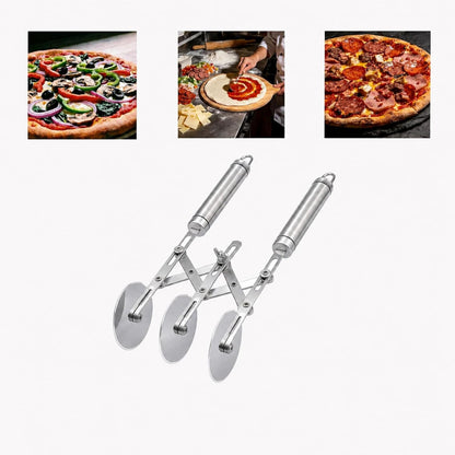 Wheel Adjustable Pasta Cutter with Handle - Stainless Steel Multi-Tool for Baking Pastry, Pizza, Noodles & Pie Crust (3 Roller)