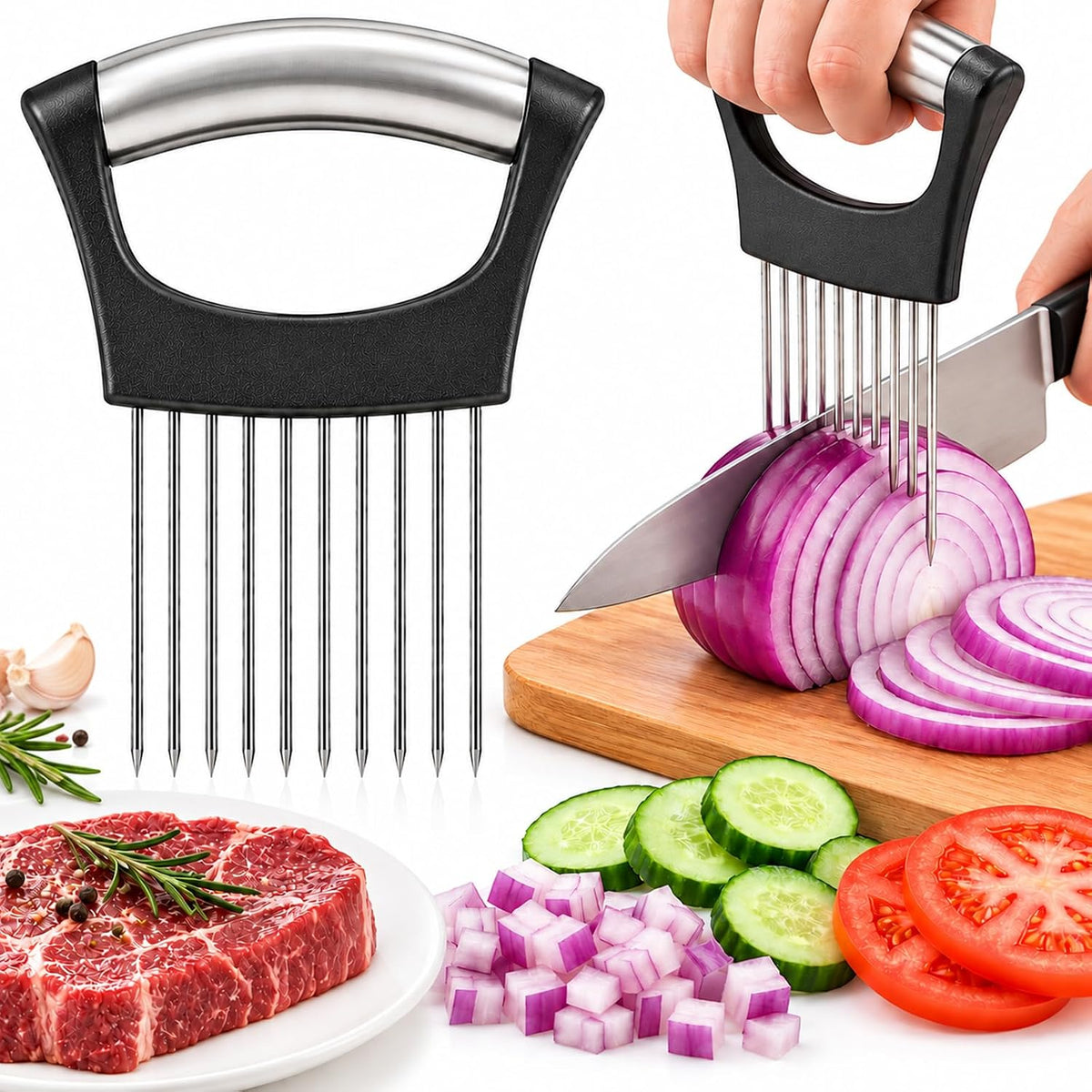 Onion Holder for Slicing, 304 Stainless Steel