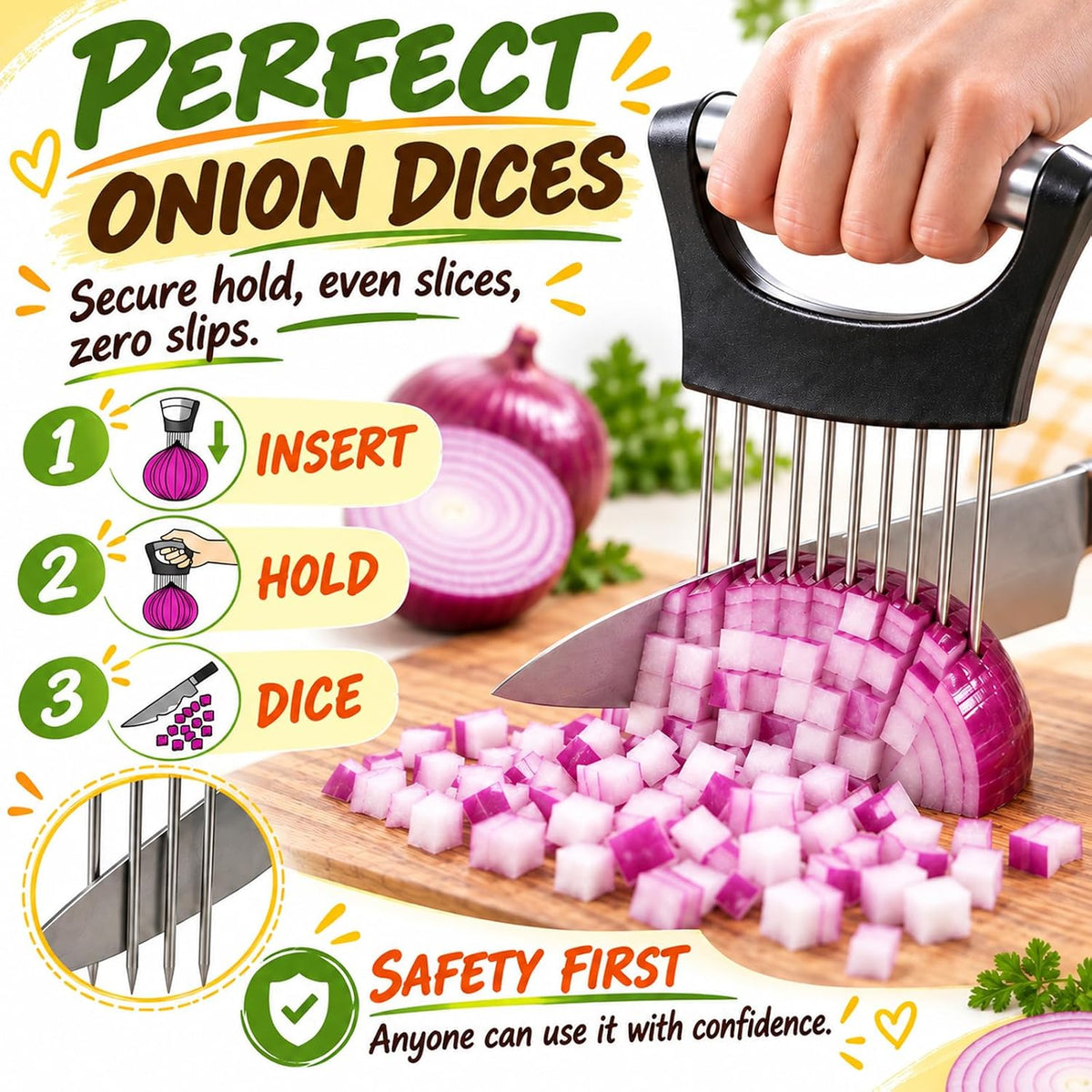 Onion Holder for Slicing, 304 Stainless Steel