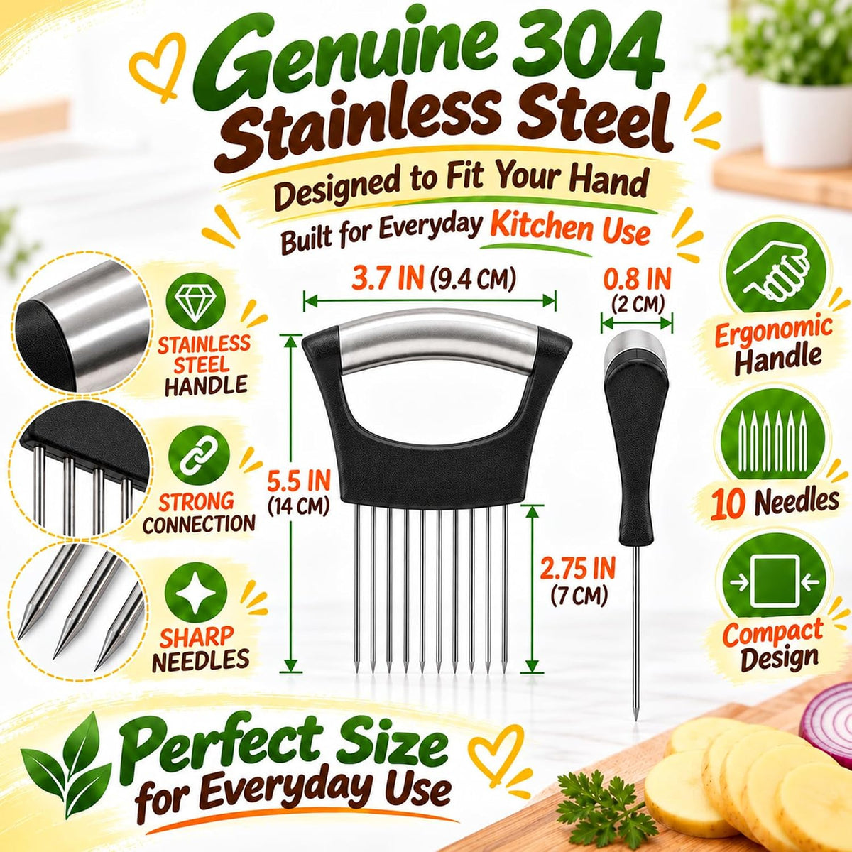 Onion Holder for Slicing, 304 Stainless Steel