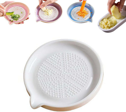 Premium Ceramic Garlic Grater Plate,Exquisitely Handcrafted Ginger Grater Plate,Modern Design Multipurpose Grinder Plates Burnishing Machine for Fruits Vegetables Ginger Garlic Onion (White)