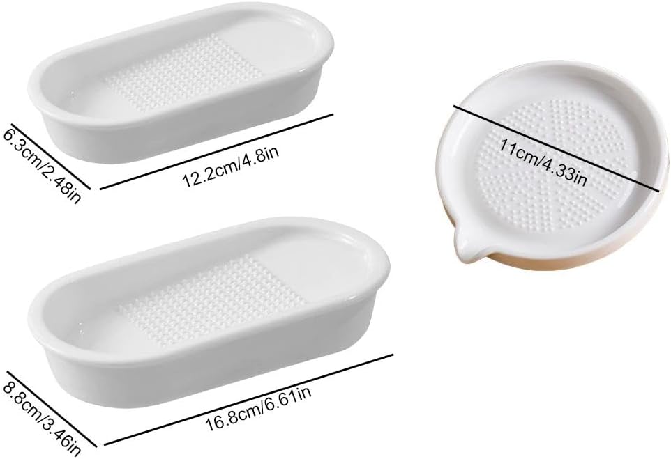 Premium Ceramic Garlic Grater Plate,Exquisitely Handcrafted Ginger Grater Plate,Modern Design Multipurpose Grinder Plates Burnishing Machine for Fruits Vegetables Ginger Garlic Onion (White)