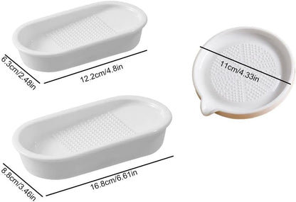 Premium Ceramic Garlic Grater Plate,Exquisitely Handcrafted Ginger Grater Plate,Modern Design Multipurpose Grinder Plates Burnishing Machine for Fruits Vegetables Ginger Garlic Onion (White)