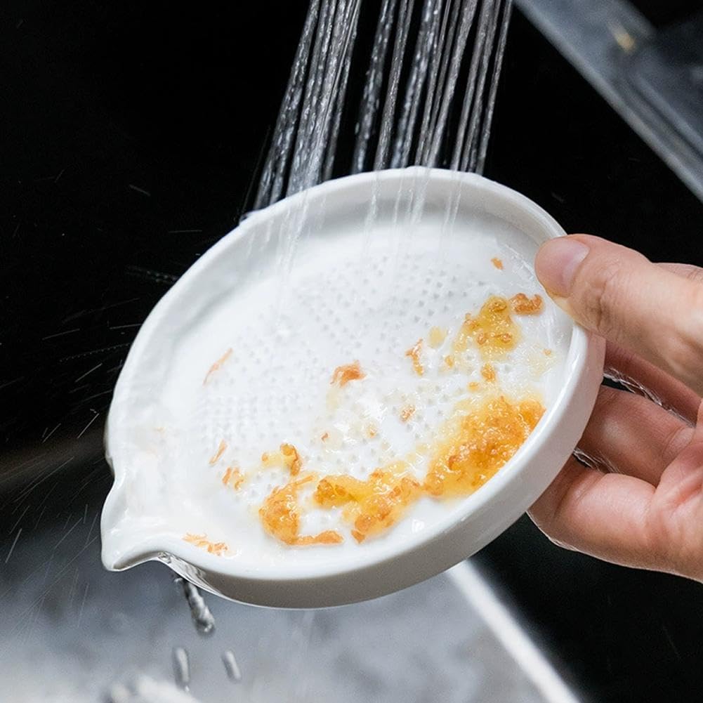 Premium Ceramic Garlic Grater Plate,Exquisitely Handcrafted Ginger Grater Plate,Modern Design Multipurpose Grinder Plates Burnishing Machine for Fruits Vegetables Ginger Garlic Onion (White)