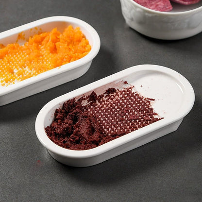 Premium Ceramic Garlic Grater Plate,Exquisitely Handcrafted Ginger Grater Plate,Modern Design Multipurpose Grinder Plates Burnishing Machine for Fruits Vegetables Ginger Garlic Onion (White)