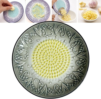 Premium Ceramic Garlic Grater Plate,Exquisitely Handcrafted Ginger Grater Plate,Modern Design Multipurpose Grinder Plates Burnishing Machine for Fruits Vegetables Ginger Garlic Onion (White)