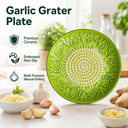 Premium Ceramic Garlic Grater Plate,Exquisitely Handcrafted Ginger Grater Plate,Modern Design Multipurpose Grinder Plates Burnishing Machine for Fruits Vegetables Ginger Garlic Onion (White)