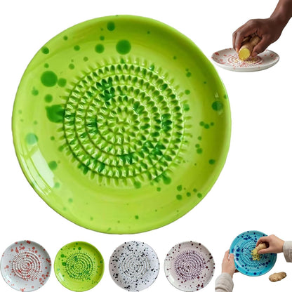 Premium Ceramic Garlic Grater Plate,Exquisitely Handcrafted Ginger Grater Plate,Modern Design Multipurpose Grinder Plates Burnishing Machine for Fruits Vegetables Ginger Garlic Onion (White)