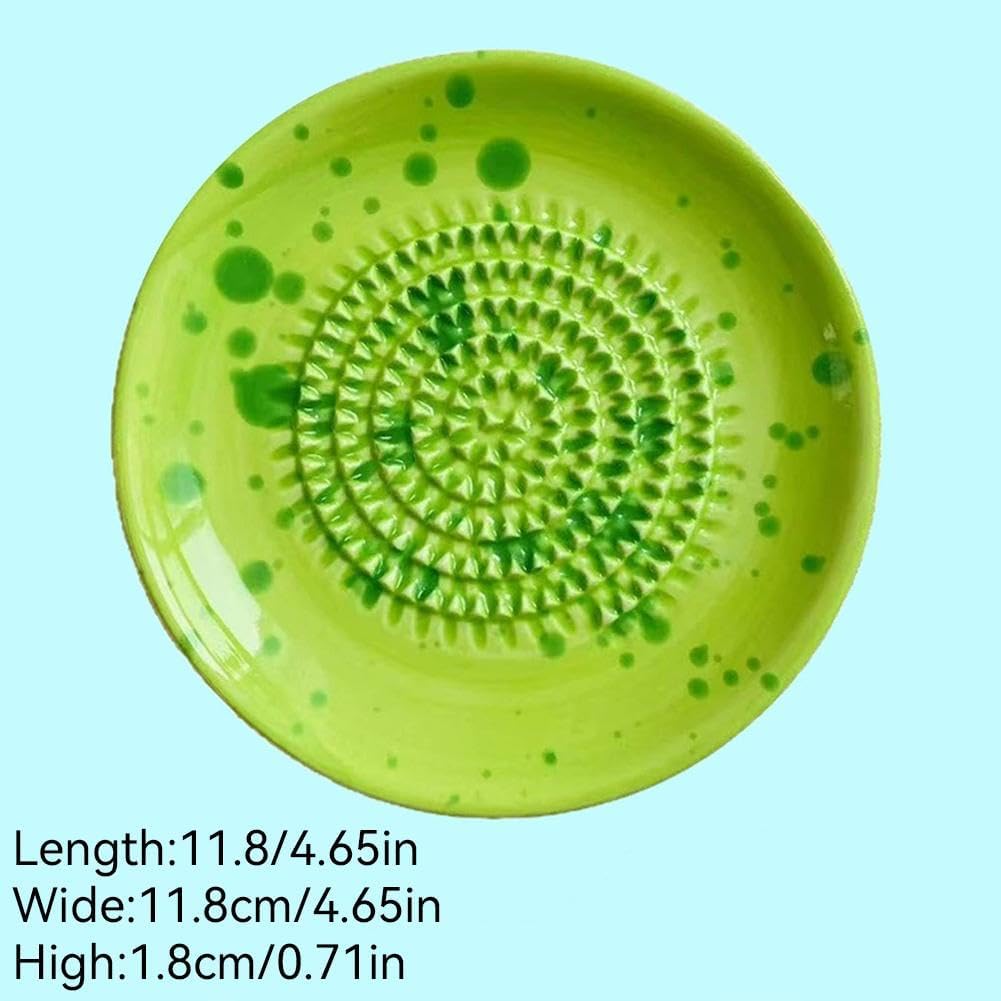 Premium Ceramic Garlic Grater Plate,Exquisitely Handcrafted Ginger Grater Plate,Modern Design Multipurpose Grinder Plates Burnishing Machine for Fruits Vegetables Ginger Garlic Onion (White)