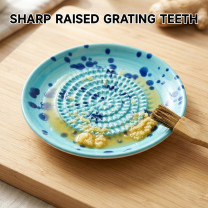 Premium Ceramic Garlic Grater Plate,Exquisitely Handcrafted Ginger Grater Plate,Modern Design Multipurpose Grinder Plates Burnishing Machine for Fruits Vegetables Ginger Garlic Onion (White)
