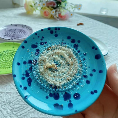 Premium Ceramic Garlic Grater Plate,Exquisitely Handcrafted Ginger Grater Plate,Modern Design Multipurpose Grinder Plates Burnishing Machine for Fruits Vegetables Ginger Garlic Onion (White)