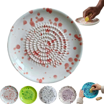 Premium Ceramic Garlic Grater Plate,Exquisitely Handcrafted Ginger Grater Plate,Modern Design Multipurpose Grinder Plates Burnishing Machine for Fruits Vegetables Ginger Garlic Onion (White)