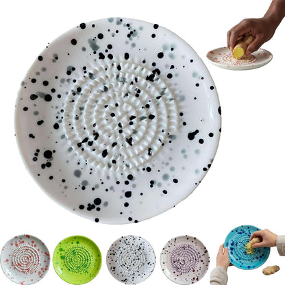 Premium Ceramic Garlic Grater Plate,Exquisitely Handcrafted Ginger Grater Plate,Modern Design Multipurpose Grinder Plates Burnishing Machine for Fruits Vegetables Ginger Garlic Onion (White)
