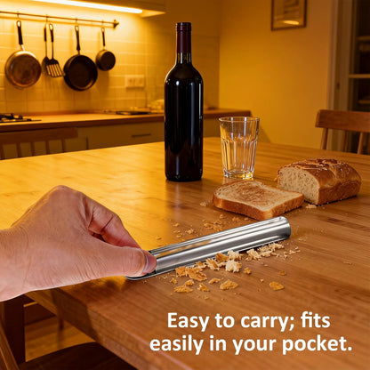 Table Crumb Sweeper Kitchen Scraper Crumb Sweeper Stainless Steel Bench Scraper for Bread Table Crumbs Cleaner with Pocket Clip, Quickly Clean Up Tables for Restaurants Home Tables(Silver)