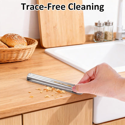 Table Crumb Sweeper Kitchen Scraper Crumb Sweeper Stainless Steel Bench Scraper for Bread Table Crumbs Cleaner with Pocket Clip, Quickly Clean Up Tables for Restaurants Home Tables(Silver)